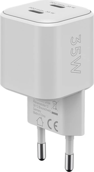 Wentronic Goobay USB-C PD GaN Dual-Schnellladegerät Nano 35W weiß