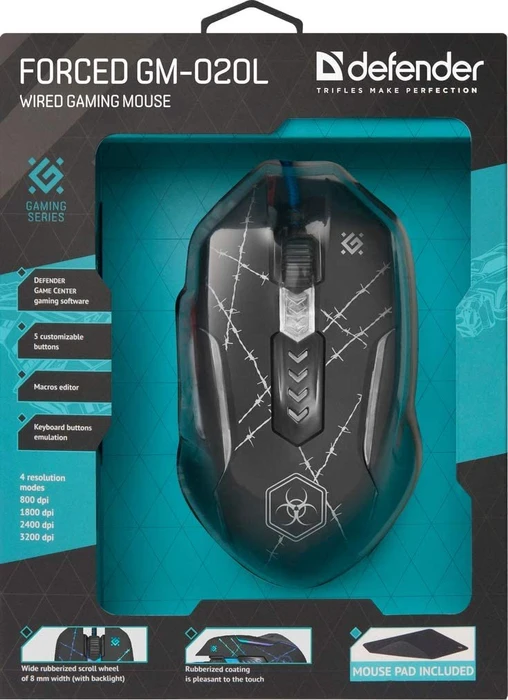Defender Forced GM-020L RGB Gaming Mouse schwarz, USB