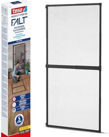 tesa Insect Stop FALT Faltbarer Aluminiumrahmen mit Tür-Fliegengitter anthrazit