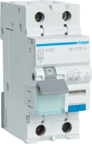 Hager Fehlerstrom-Schutzschalter RCBO 1P+N 16A 30mA Typ A 6kA Überstromschutz