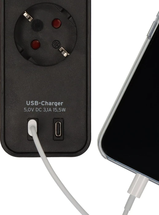 Brennenstuhl Ecolor mit USB-Ladefunktion, 4-fach, 2x USB-C, mit Schalter, 1.5m, schwarz