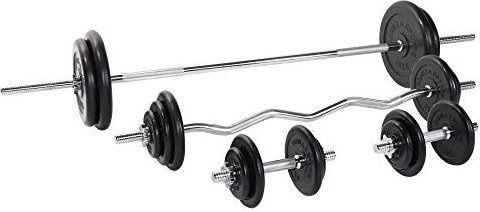 Gorilla Sports Hantelstangen Gummi Sternverschluss Set 108kg