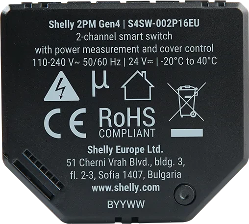 Shelly 2PM Gen4, 2-Kanal, Unterputz, Schaltaktor