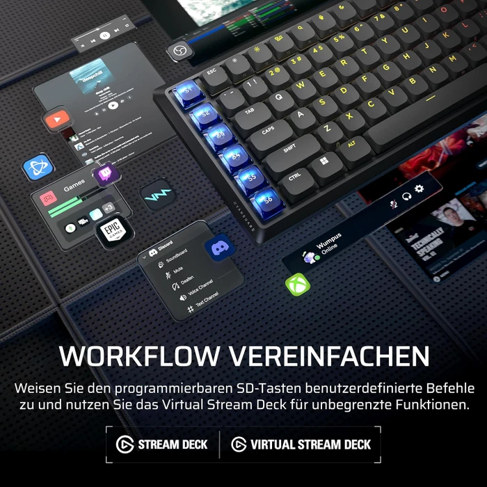 Corsair Vanguard Air 99 Wireless, schwarz, LEDs RGB, Corsair OPX Low-Profile, USB/Bluetooth, DE
