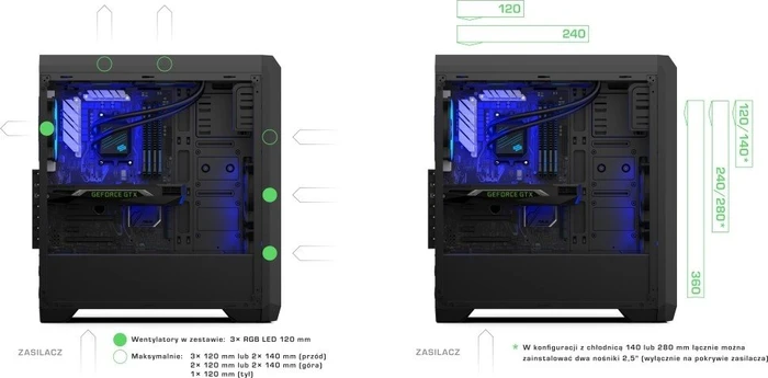 Endorfy SilentiumPC Regnum RG4T RGB Pure Black, Glasfenster