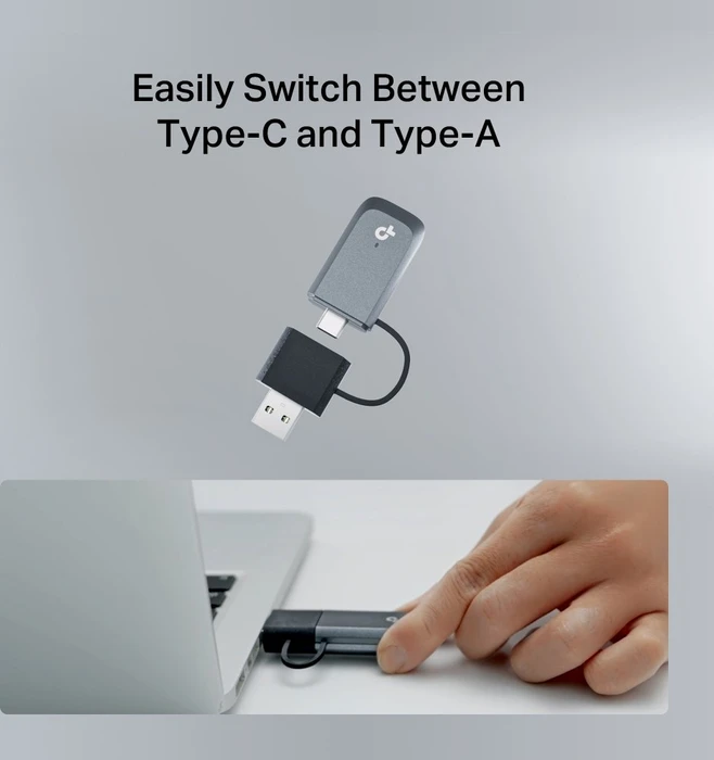 TP-Link TBE230U, Wi-Fi 7, BE3600, 2.4GHz/5GHz WLAN, USB-C 3.0/USB-A 3.0 [Stecker]