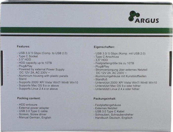 Inter-Tech Argus GD-35613-S3, schwarz, USB-C 3.0