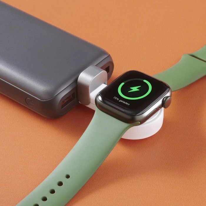 Hama Apple Watch Ladegerät für kabelloses Laden USB-C-Ladestation magnetisch weiß