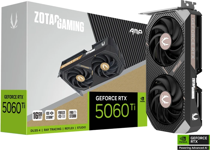 Zotac Gaming GeForce RTX 5060 Ti AMP, 16GB GDDR7, HDMI, 3x DP