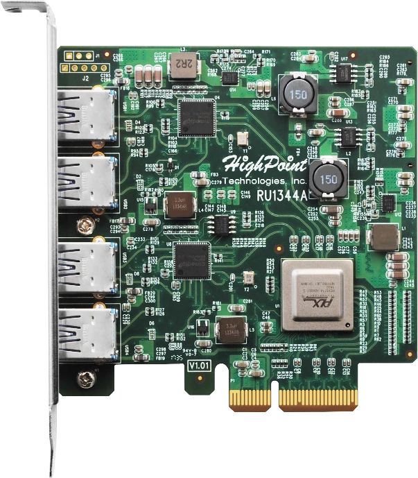 HighPoint RocketU ru1344A, 4x USB-A 3.1, PCIe 3.0 x4