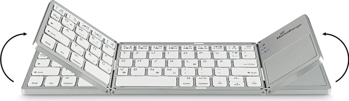 MediaRange kompakte Funk-Tastatur mit 63 Tasten und Touchpad, silber, Bluetooth, DE