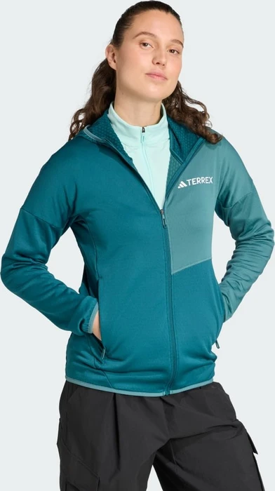 adidas Terrex Xperior Climawarm Light Fleece Hooded Jacke mystery green/preloved teal (Damen)