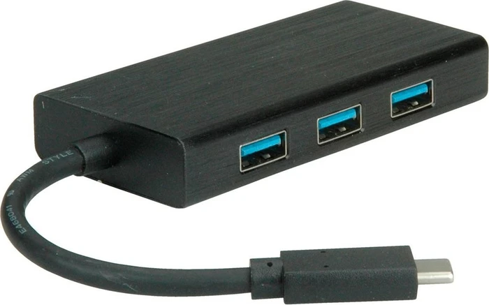Value USB 3.2 Gen 1 Typ C zu Gigabit Ethernet Konverter + Hub, USB-C 3.0 [Stecker]