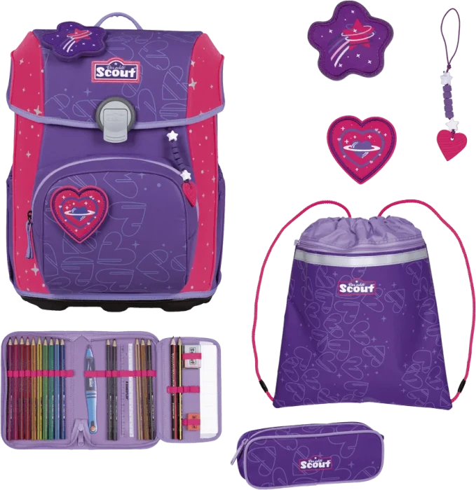 Scout Neo Exklusiv Superflash Extreme Heartbeat Schultaschen-Set, 4-tlg.