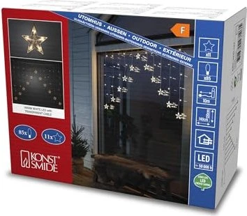 Konstsmide Lichtervorhang 11 Sterne LED 85x warmweiß