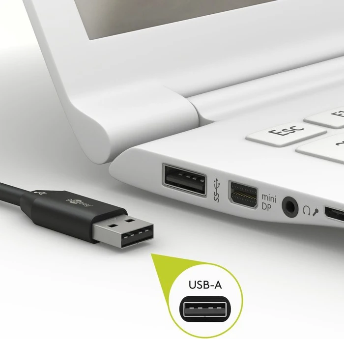 goobay USB Kabel, USB 2.0, 480Mb/s, USB-C 2.0 [Stecker] auf USB-A 2.0 [Stecker], 15W, schwarz, 10cm