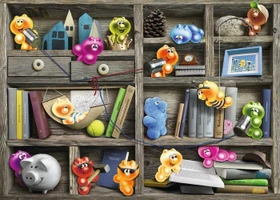 Ravensburger Puzzle Gelini im Bücherregal
