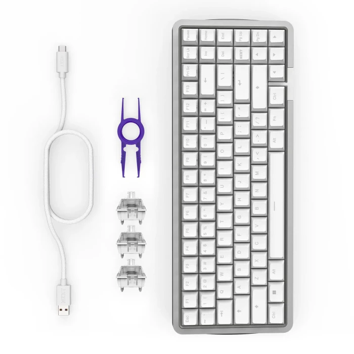 NZXT Function Elite MiniTKL, matt weiß, LEDs RGB, hot-swap, NZXT Magnetic, USB, DE