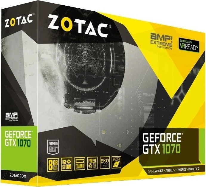 Zotac GeForce GTX 1070 AMP Extreme Core, 8GB GDDR5, DVI, HDMI, 3x DP