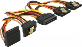 DeLOCK 15-Pin SATA Strom Stecker auf 4x 15-Pin SATA Strom Buchse, Adapterkabel, 2x gewinkelt, 15cm (60147)