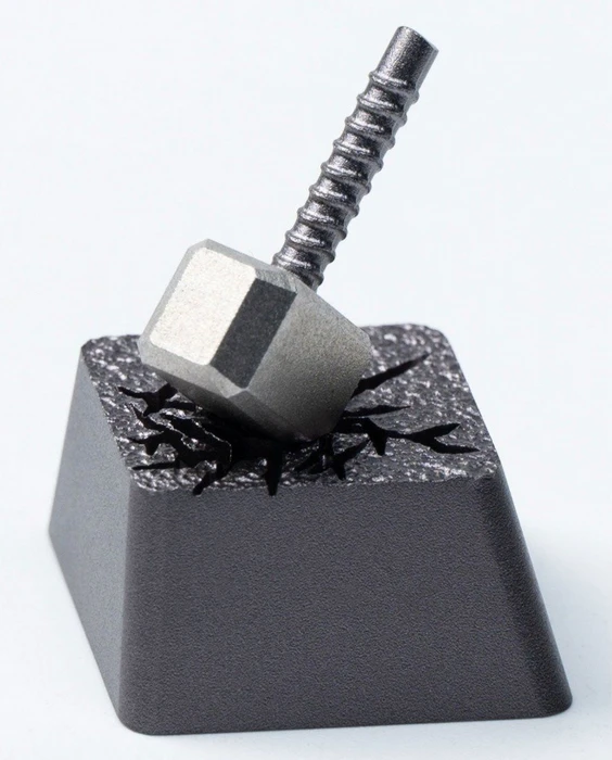 Keychron Hammer Alu Alloy Artisan Keycap, Acryl, Aluminium, Titanium, schwarz/silber, 1 Taste