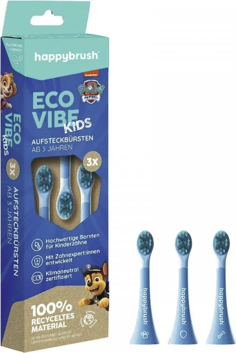 HappyBrush Eco Vibe Kids Paw Patrol Ersatzbürste, 3 Stück