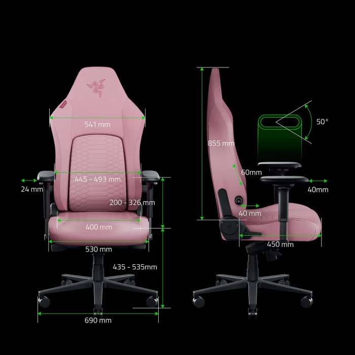 Razer Iskur V2 NewGen Gamingstuhl, Quartz rosa