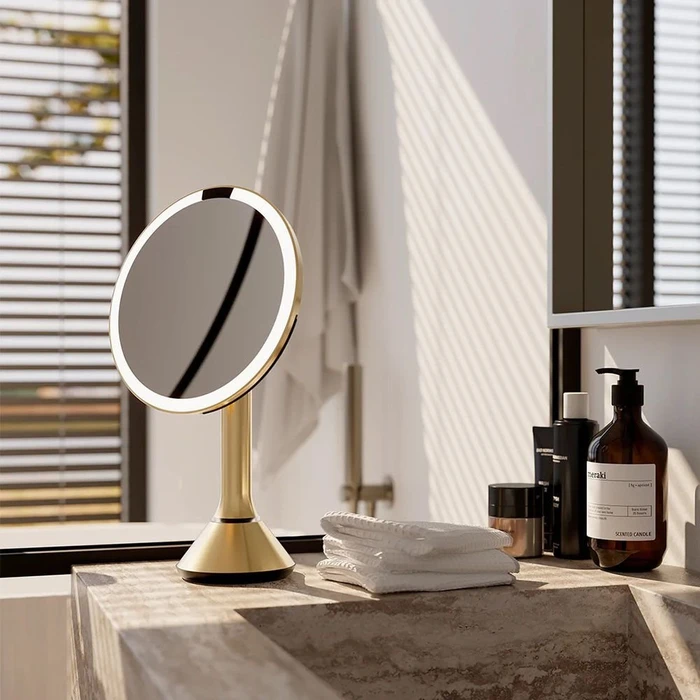 simplehuman Sensorspiegel Dual Light 20cm Kosmetikspiegel messingfarben