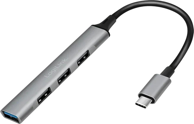 LogiLink 4-Port Slim-Hub, 1x USB-A 3.0/3x USB-A 2.0, USB-C 3.0 [Stecker]
