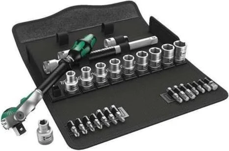 Wera 8100 SC 9 Zyklop Speed Bitset/Steckschlüsselsatz zöllig inkl. Tasche, 28-tlg.