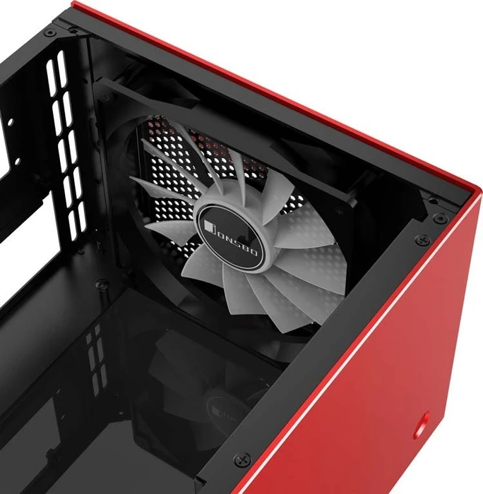 Jonsbo T8, rot, Glasfenster, Mini-ITX