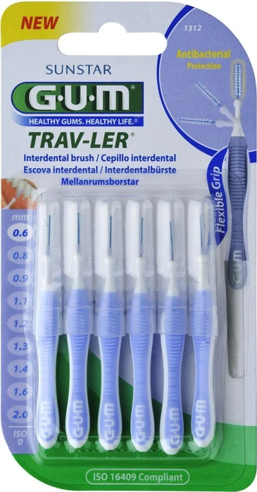 Sunstar Gum TRAV-LER Interdentalbürste Kerzenform 0.6mm hellblau, 6 Stück