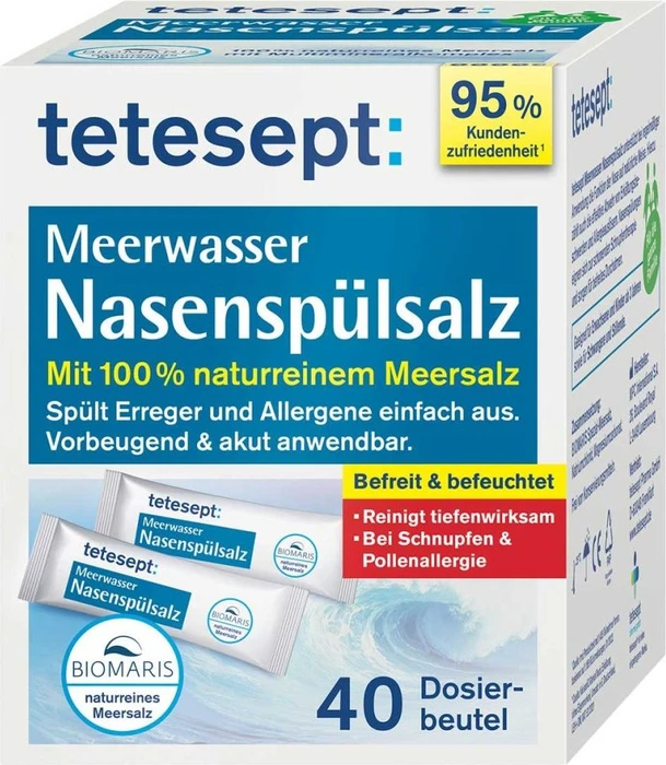 Tetesept Meerwasser Nasenspülsalz Beutel, 40 Stück