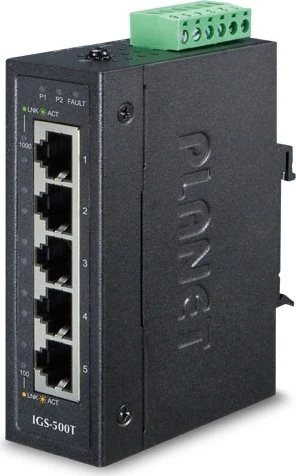 Planet IGS-500T Industrial Railmount Gigabit Switch, 5x RJ-45