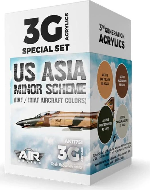 AK-Interactive 3rd Gen Acrylic Colors US Asia Minor Scheme IIAF/IRIAF Aircraft Colors Farbset, 4-tlg.