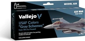 Vallejo Model Air Air War Color Series USAF Colors Gray Schemes from 70's to Present Farbset, 8-tlg.