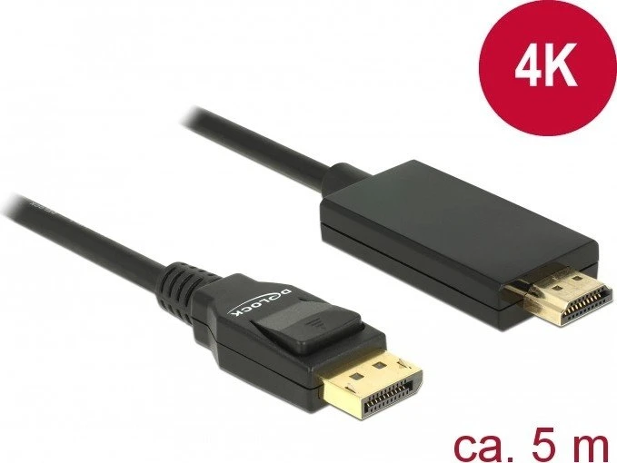 DeLOCK DisplayPort 1.2/HDMI Adapterkabel 4K schwarz, 5m