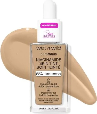 wet n wild BareFocus Niacinamide Skin Tint amber beige, 32ml