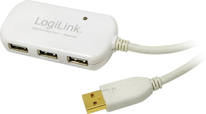LogiLink 12m Verlängerungskabel mit USB-Hub, 4x USB-A 2.0, USB-A 2.0 [Stecker]