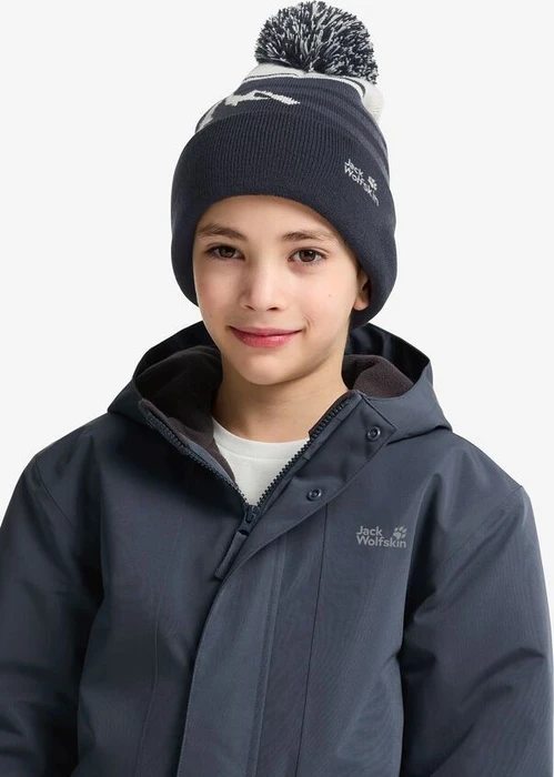 Jack Wolfskin Stripy Pompom Beanie dark navy (Junior)