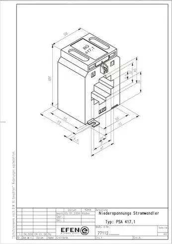Hager Durchsteckstromwandler für Schiene/Kabel BG 417.1 1000/5A 5VA Klasse 1