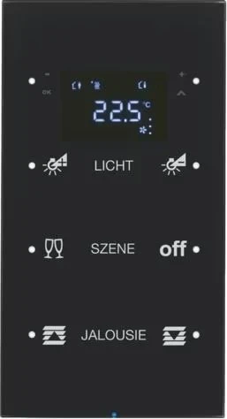 Berker KNX R.3 Touchsensor 3-fach mit Temperaturregler schwarz, konfiguriert