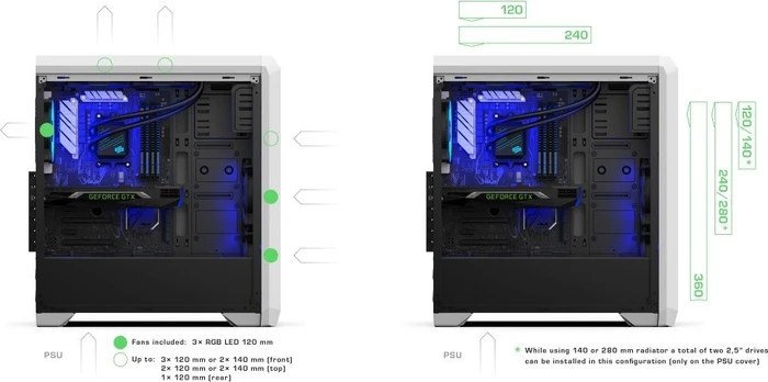 Endorfy SilentiumPC Regnum RG4TF RGB Frosty White, Glasfenster