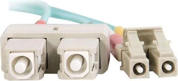 C2G LWL Duplex Kabel, OM3, 2x LC Stecker/2x SC Stecker, 15m, türkis