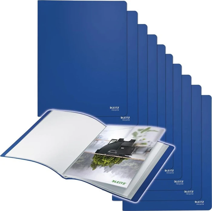Leitz Sichtbuch Recycle, A4, blau, inkl. 40 Klarsichthüllen, 10er-Pack
