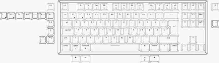 Keychron K8, 80% TKL, LEDs weiß, schwarz, Gateron BROWN, USB/Bluetooth, DE