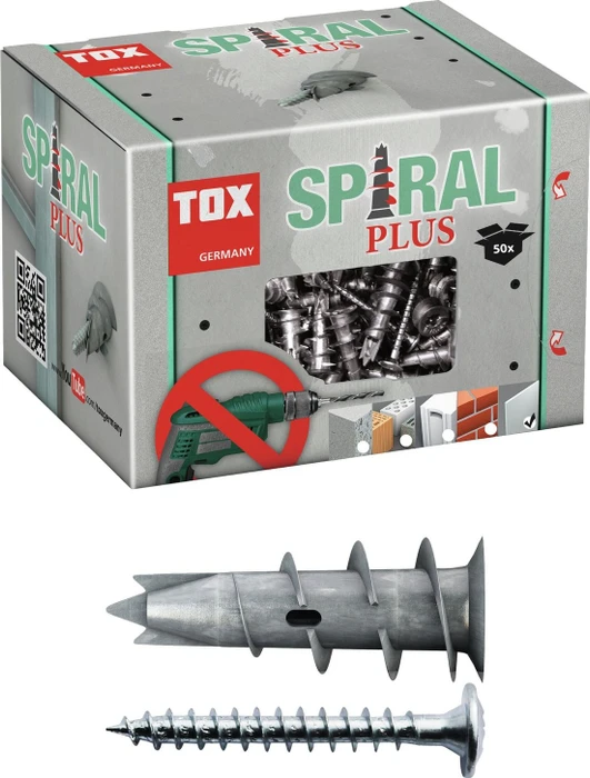 TOX Spiral Plus + S FK Schrauben/Dübel-Sortiment, 50 Stück