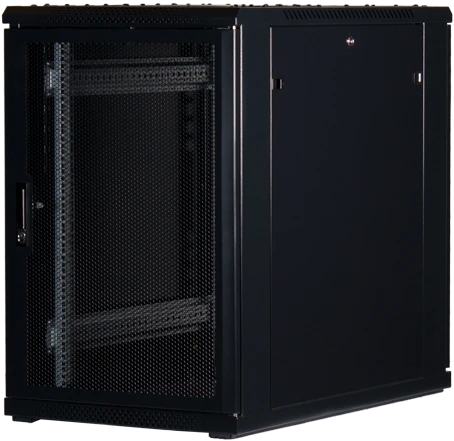 Rockstable 19" Serverschrank 18HE, Gitternetztür, IP2X, schwarz, 1000mm tief