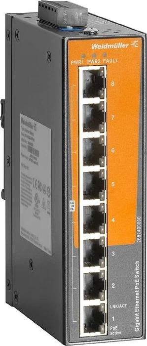 Weidmüller EL-Series Industrial Railmount Gigabit Switch, 8x RJ-45, 120W PoE+