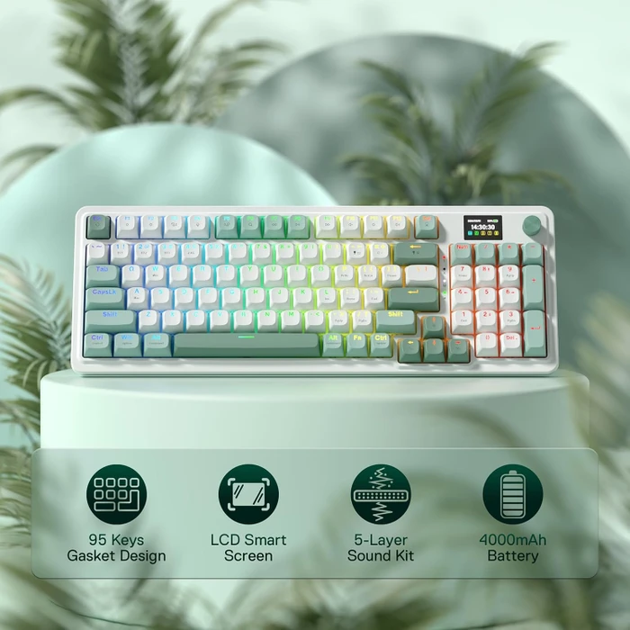 Redragon Galatin Pro K719 Wireless, Jade Cloud, LEDs RGB, Outemu Red, USB/Bluetooth, US